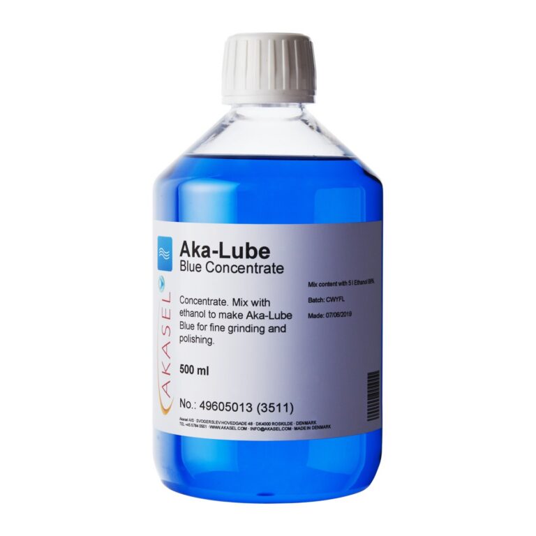 Aka-Lube Blue Concentrate -- metallographic polishing lubricants from Akasel, sourced by P2 for the UAE and Gulf