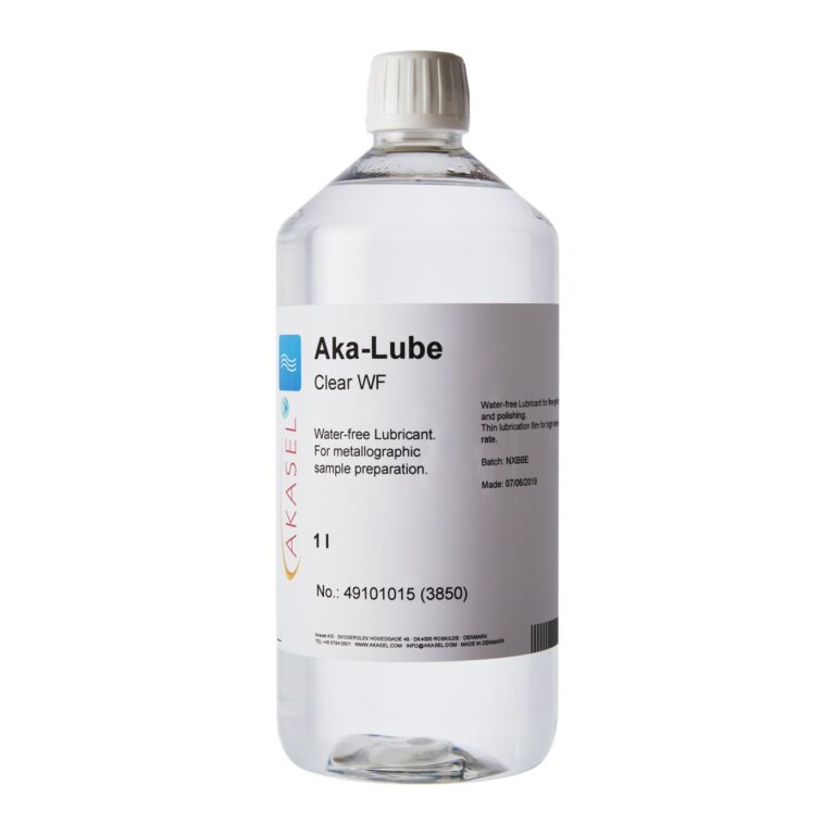 Aka-Lube Clear WF -- metallographic polishing lubricants from Akasel, sourced by P2 for the UAE and Gulf
