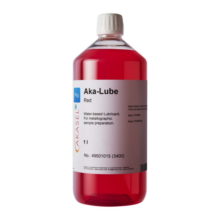 Aka-Lube Red -- metallographic polishing lubricants from Akasel, sourced by P2 for the UAE and Gulf